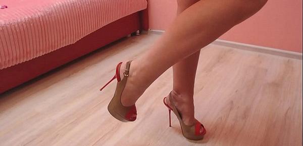  Nice collection of high heels and teasing with them.